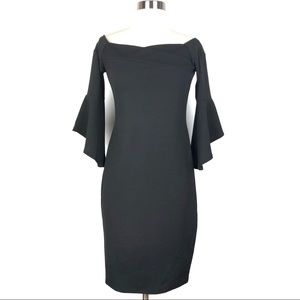 New BEBE shift dress 4 black off shoulder party
